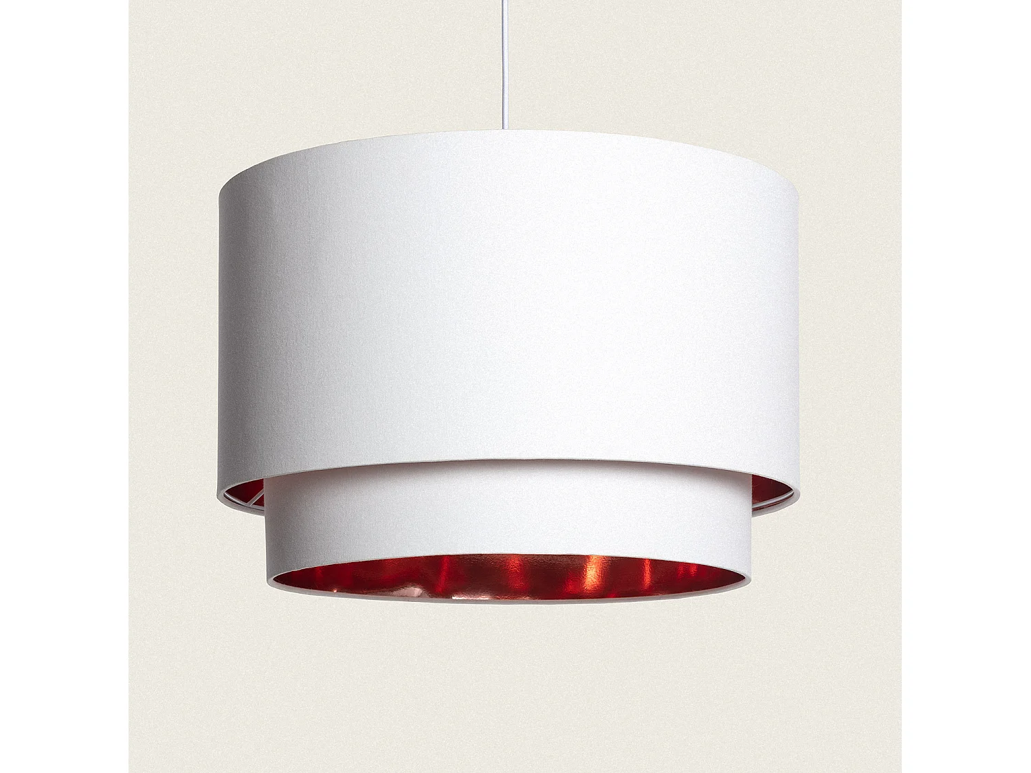 Lampada a Sospensione Tessuto Bello Duo Riflesso Bianco