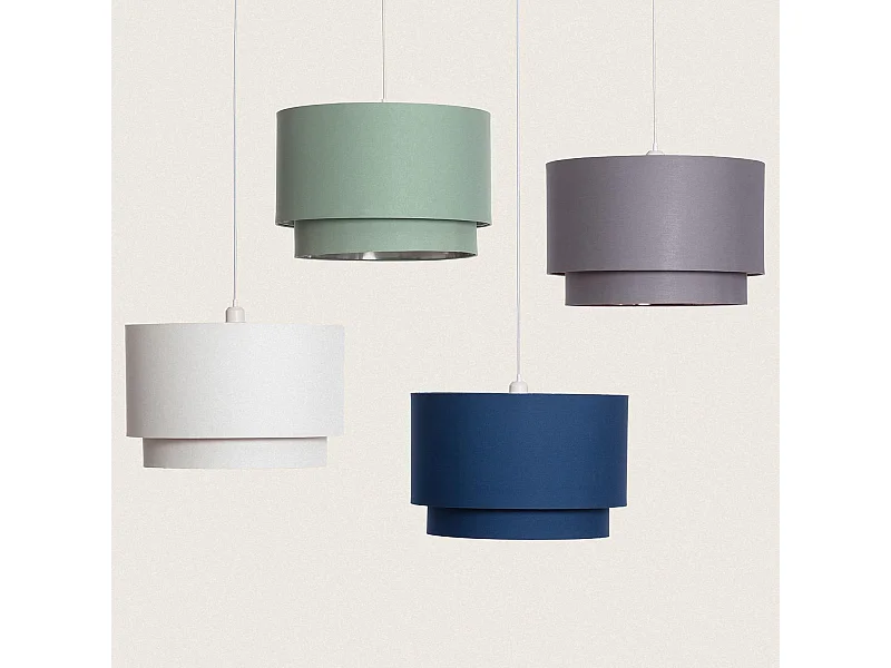 Lampada a Sospensione Tessuto Bello Duo Riflesso Bianco