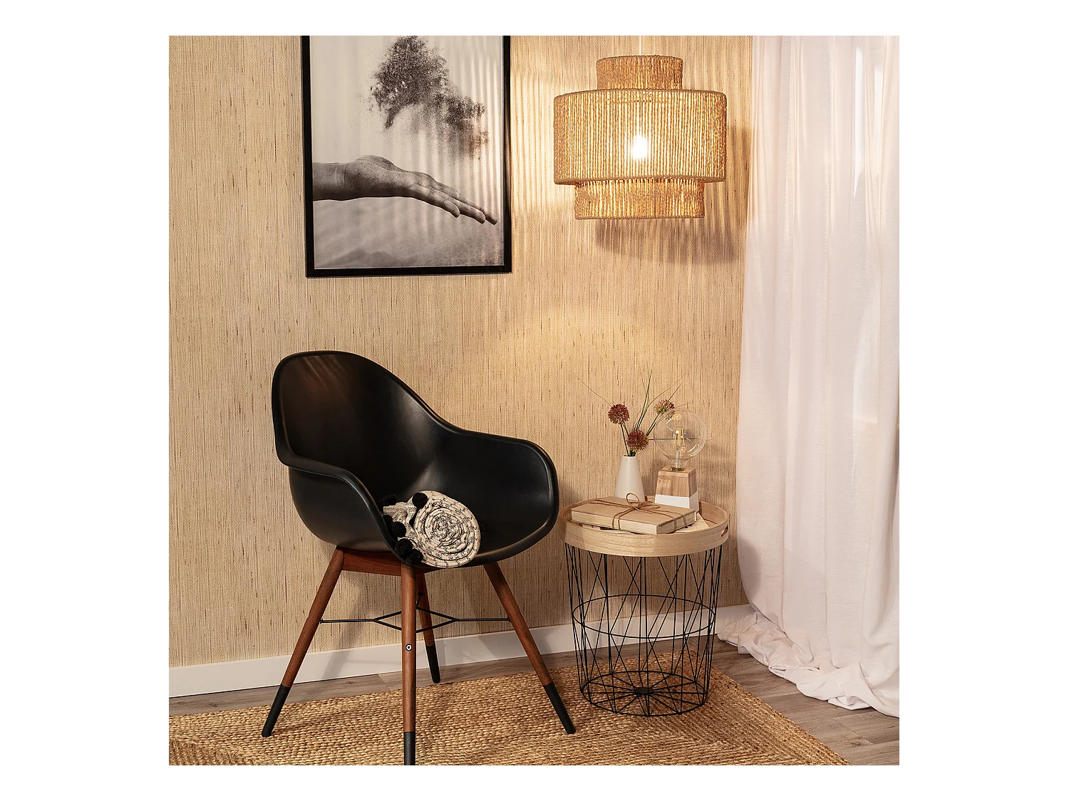 Lampada a Sospensione Carta Intrecciata Neka Naturale