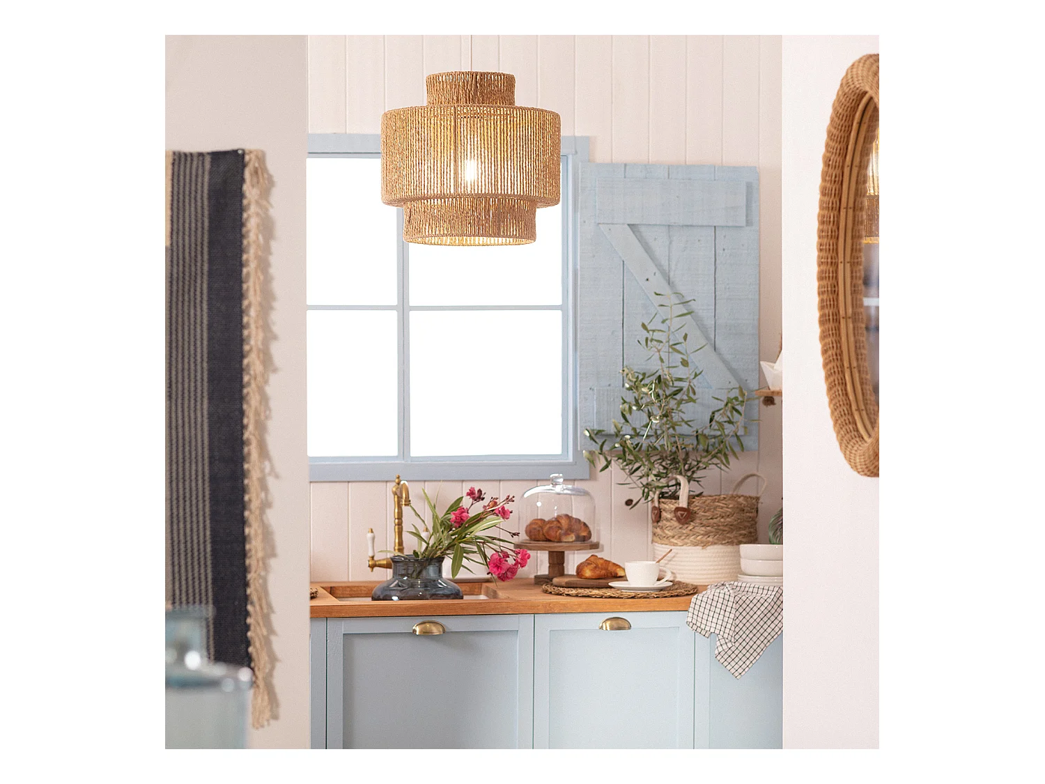 Lampada a Sospensione Carta Intrecciata Neka Naturale