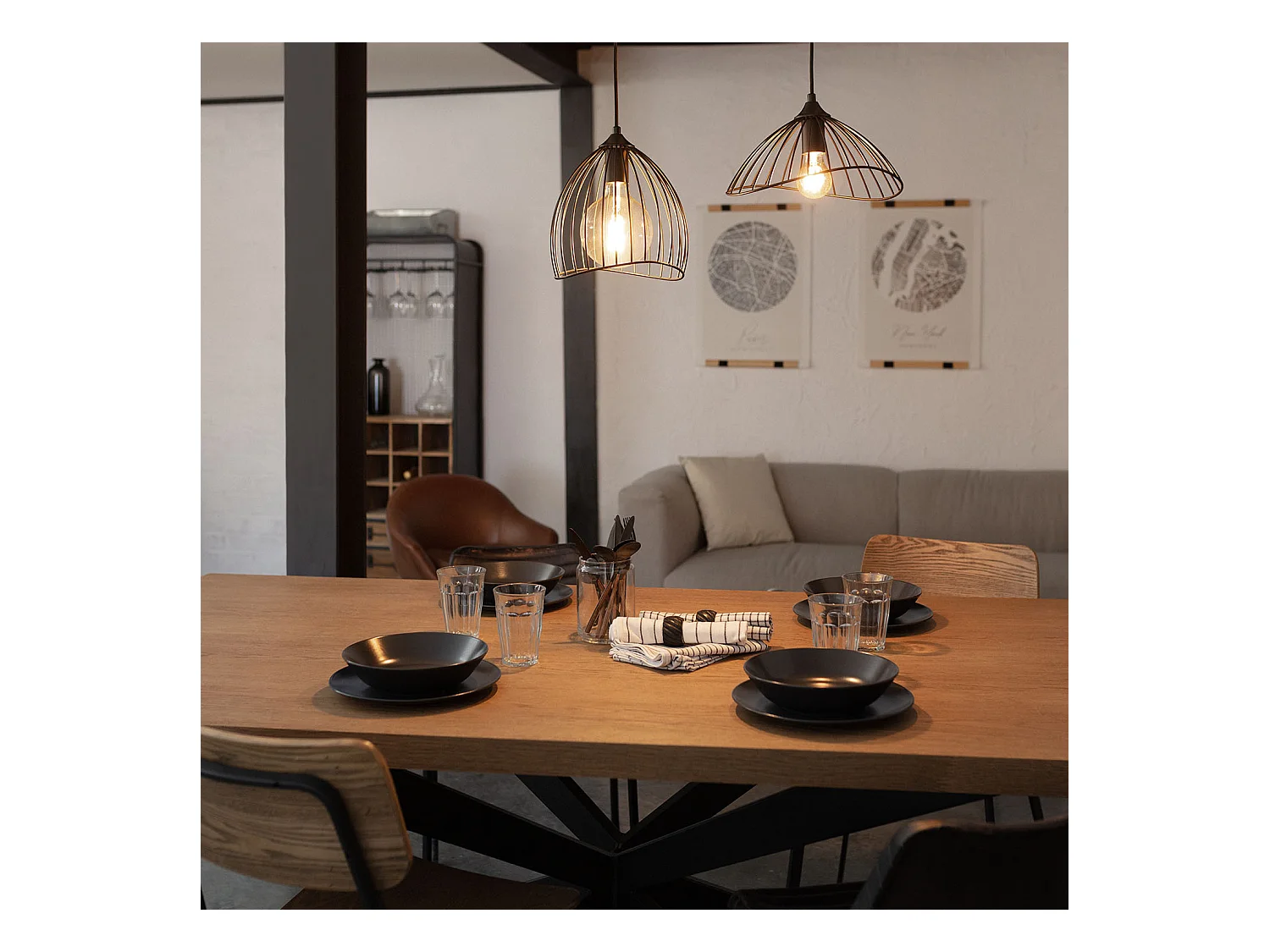 Lampada a Sospensione Metallo Kibanda Bellús Nero