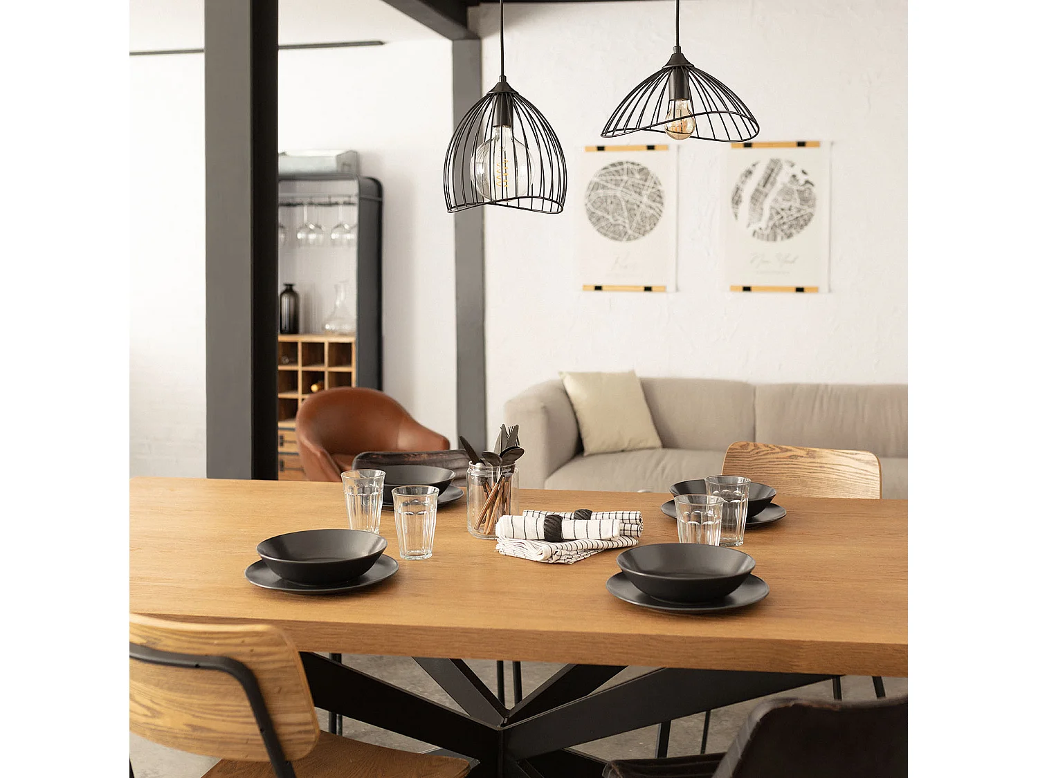 Suspension Métal Kibanda Bellús  Noir