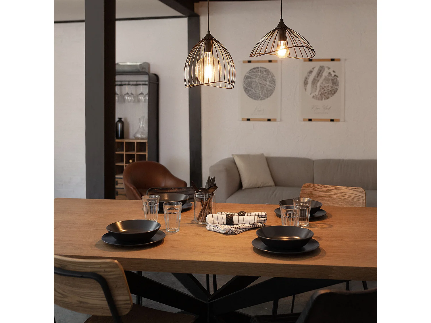 Suspension Métal Kibanda Bellús  Noir