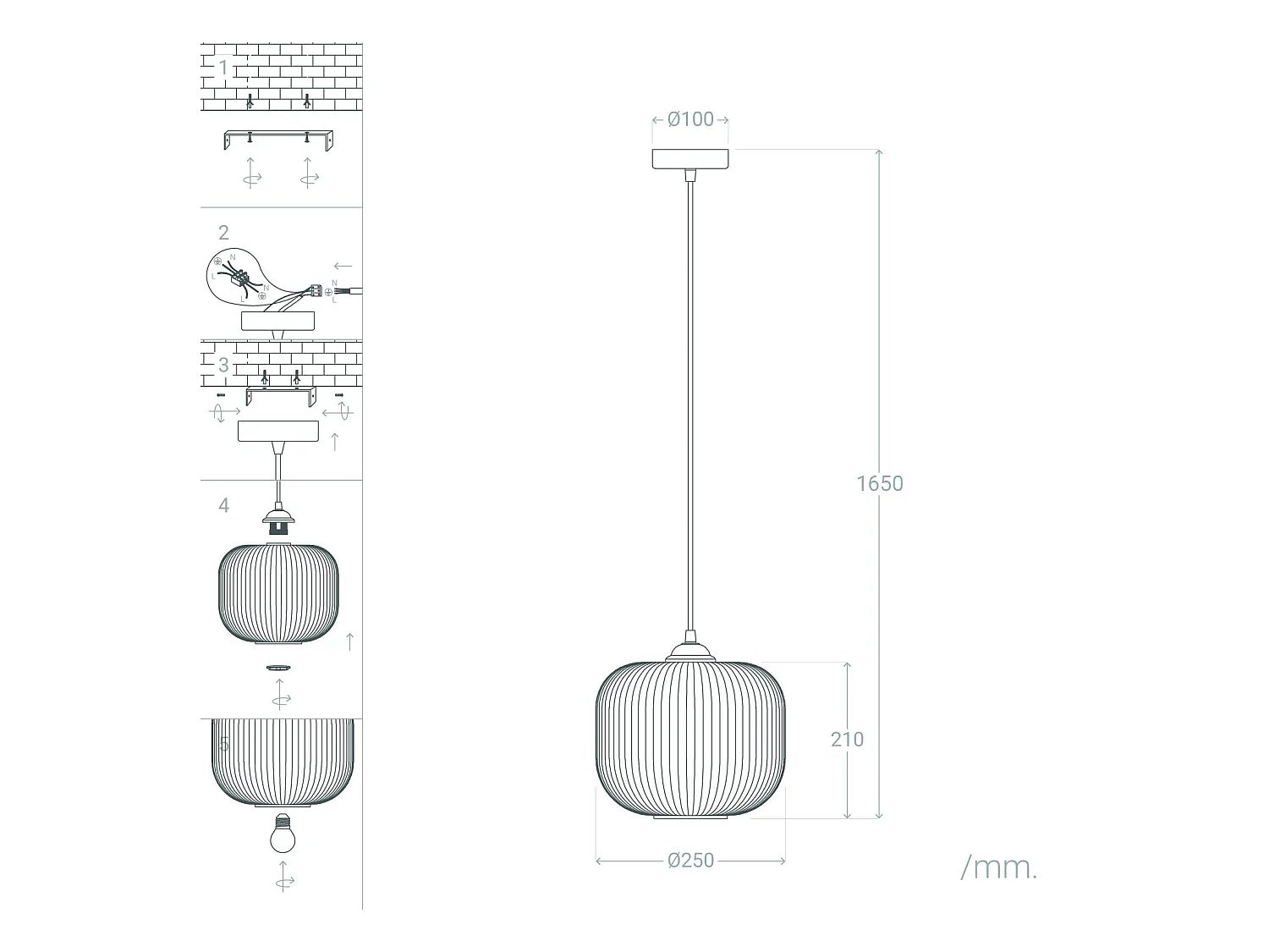 Suspension Verre Modra Bleu