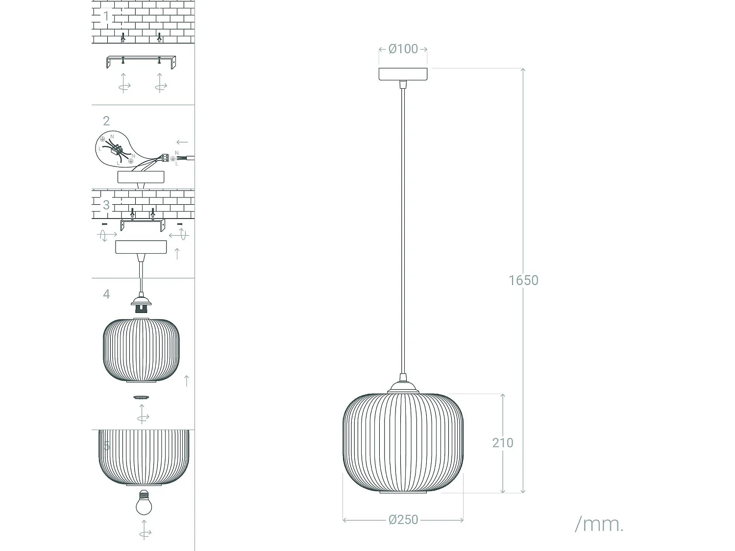 Suspension Verre Modra Bleu