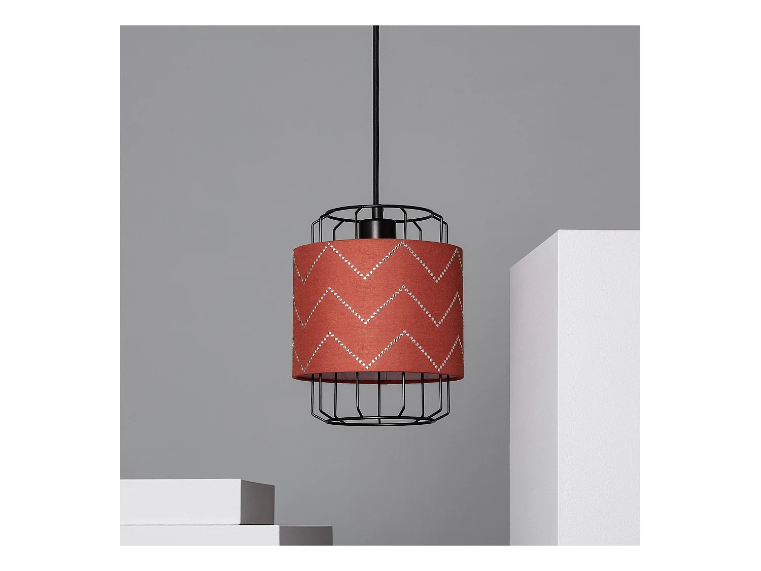 Lampada a Sospensione Tessuto Pointiza Rosso Mattone