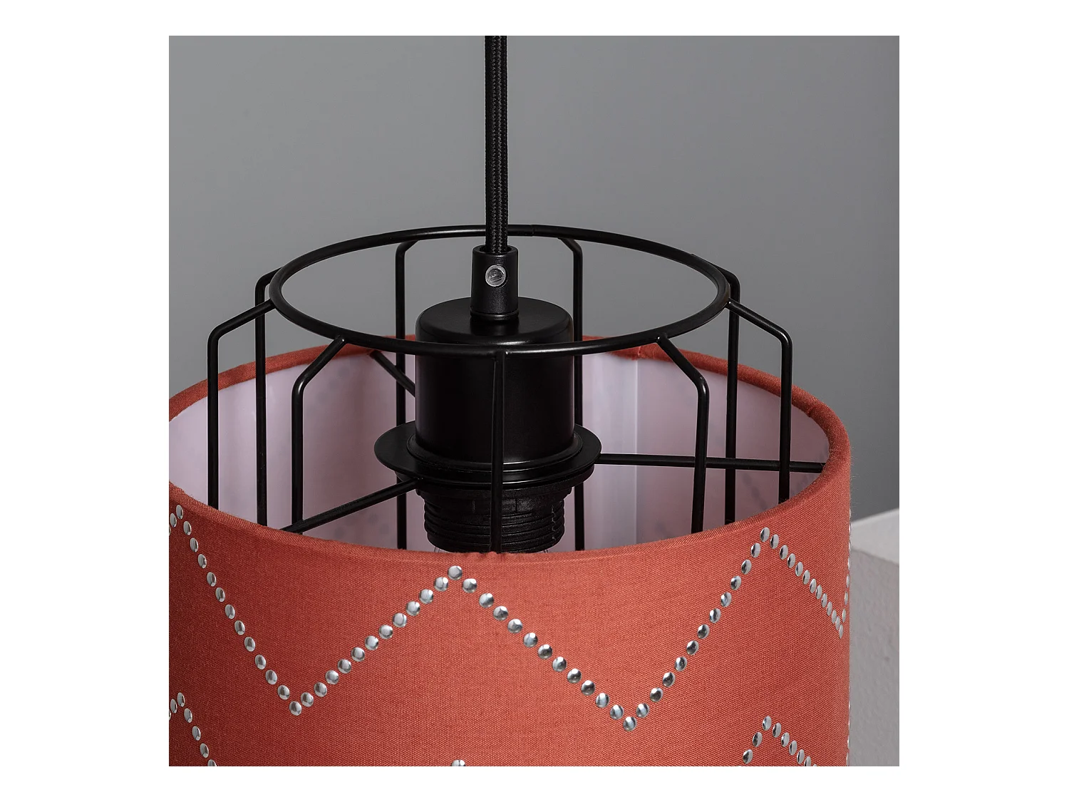 Lampada a Sospensione Tessuto Pointiza Rosso Mattone