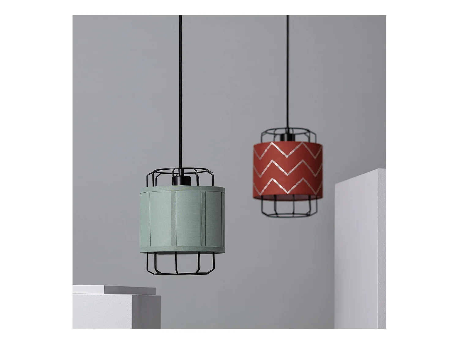 Lampada a Sospensione Tessuto Pointiza Rosso Mattone