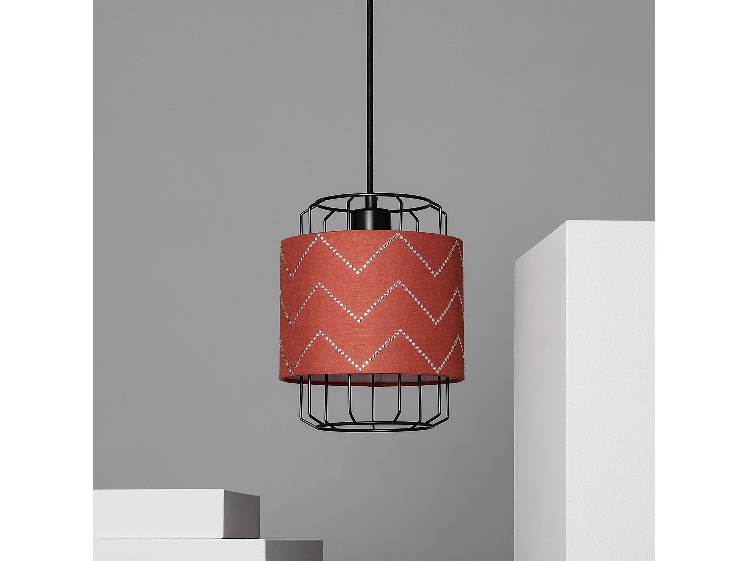 Lampada a Sospensione Tessuto Pointiza Rosso Mattone