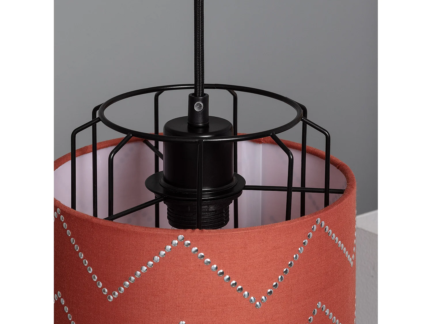 Lampada a Sospensione Tessuto Pointiza Rosso Mattone