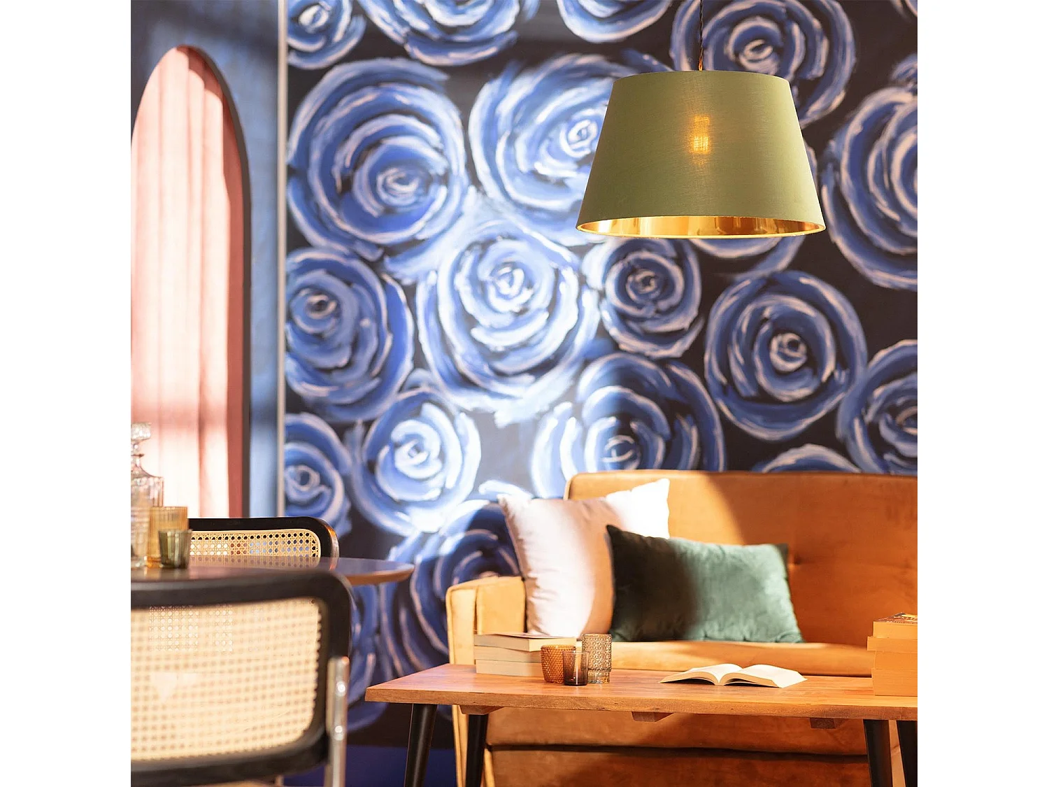 Lámpara Colgante Textil Baharia Verde Camo