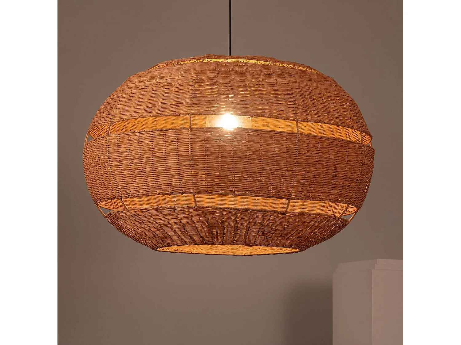 Suspension Rotin pour Extérieure Oblate Bulang Ø800 mm ILUZZIA Noir extérieur