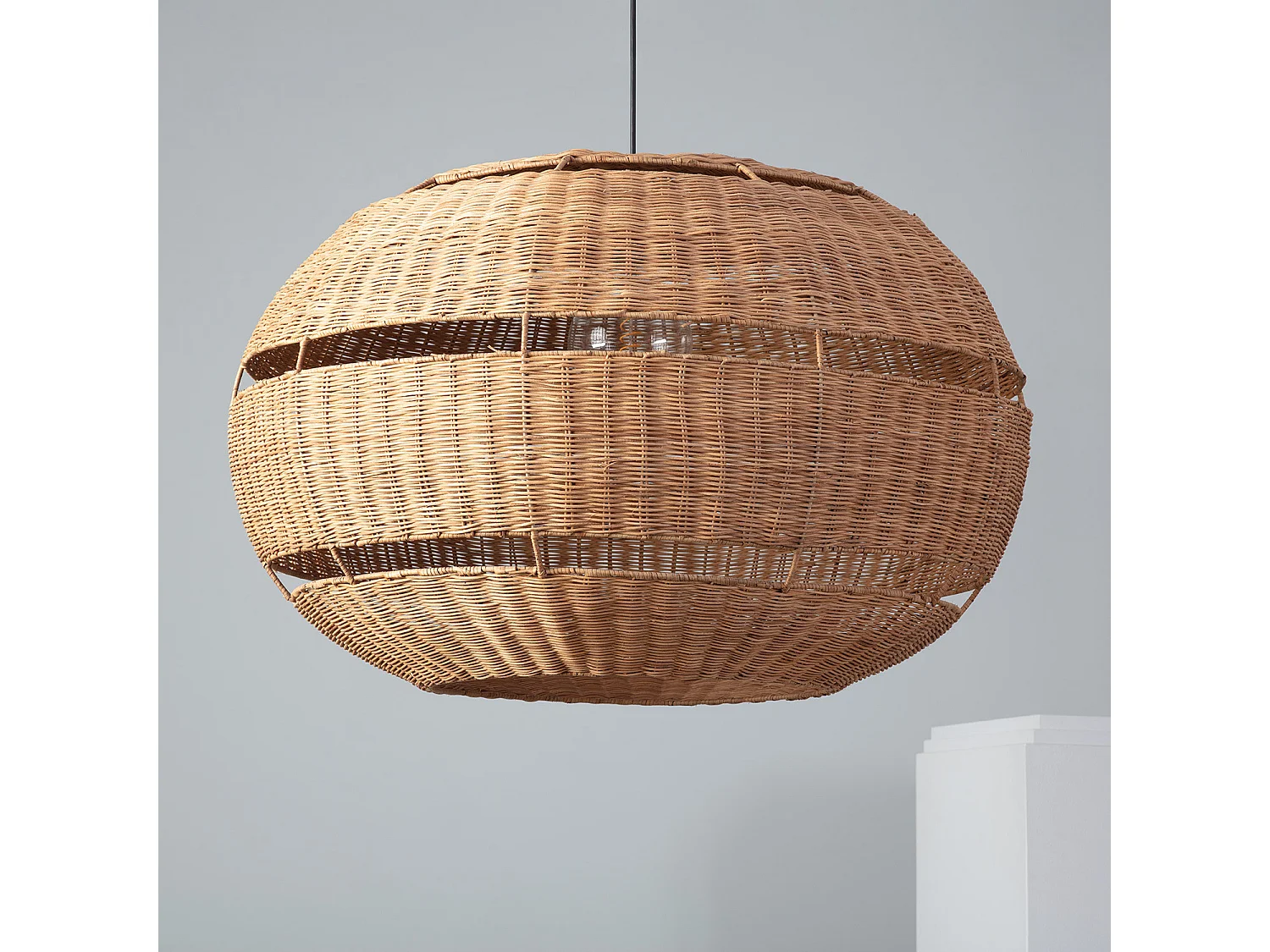 Suspension Rotin pour Extérieure Oblate Bulang Ø800 mm ILUZZIA Noir extérieur