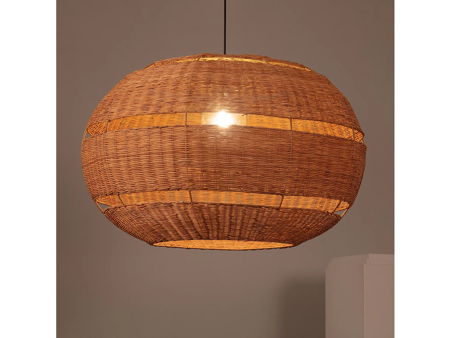 Suspension Rotin pour Extérieure Oblate Bulang Ø800 mm ILUZZIA Noir extérieur