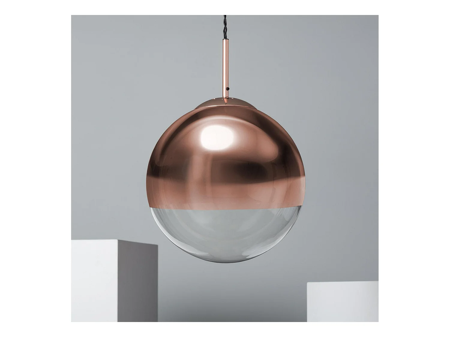 Lámpara Colgante Metal y Cristal Yelitza Oro Rosa