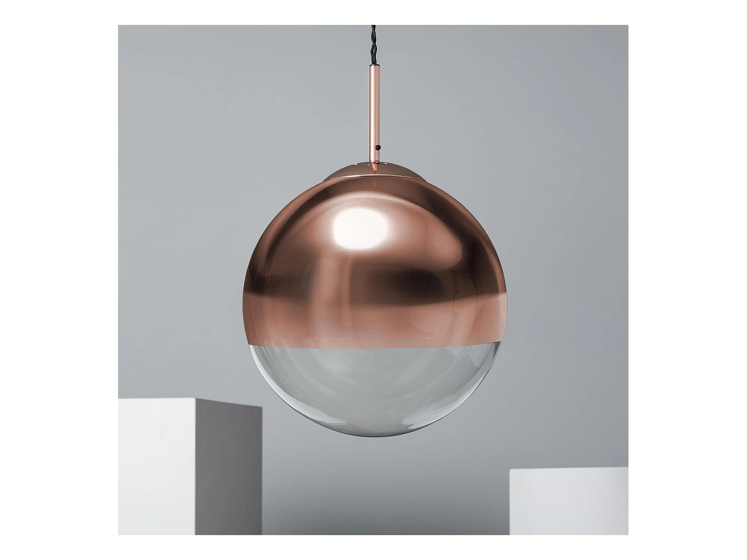 Lámpara Colgante Metal y Cristal Yelitza Oro Rosa