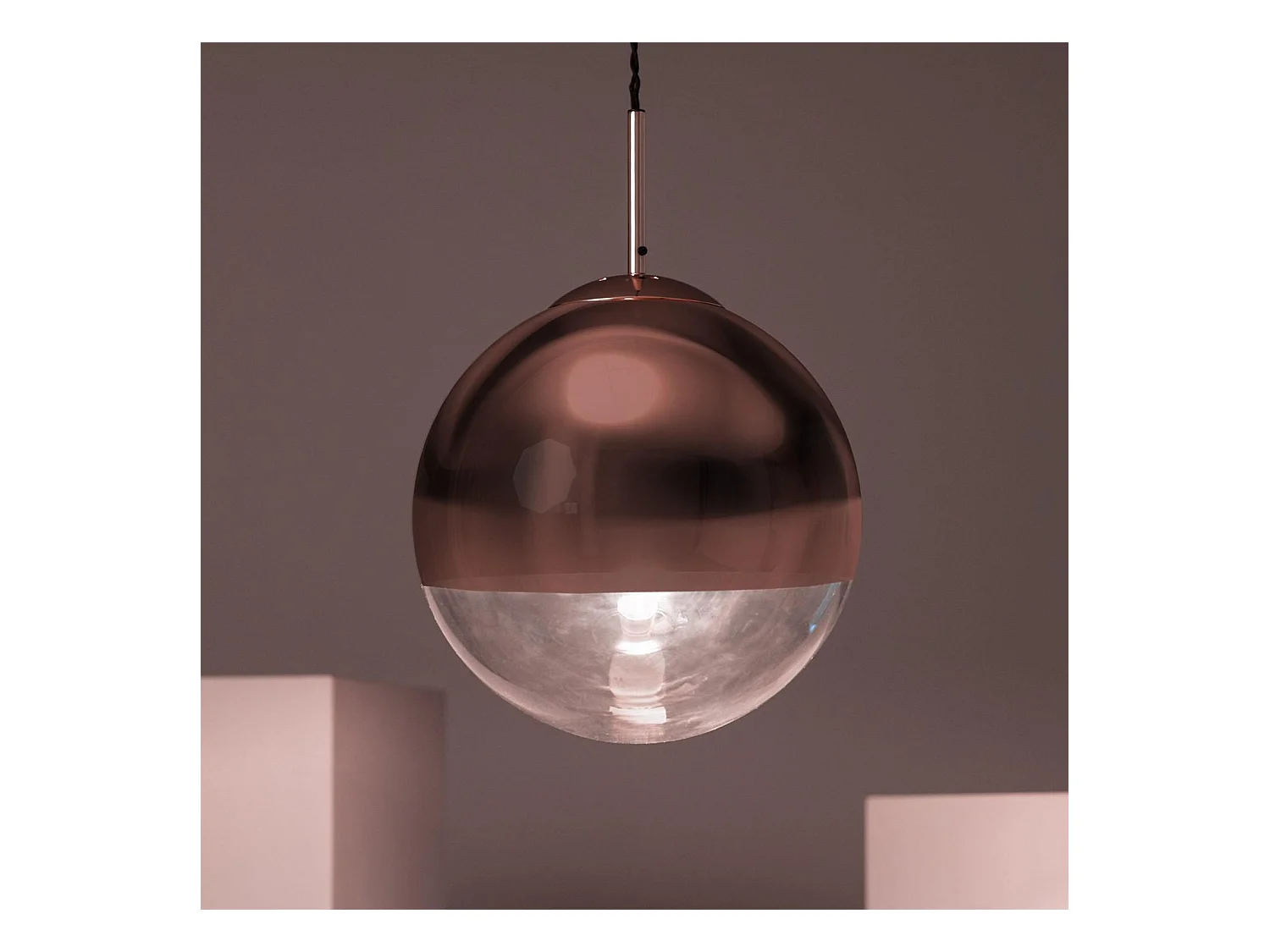 Lámpara Colgante Metal y Cristal Yelitza Oro Rosa