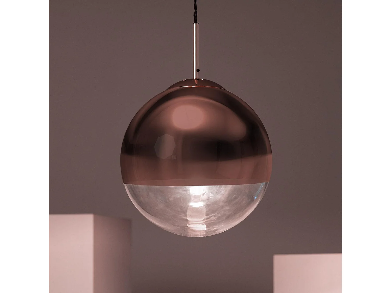 Suspension Métal et Verre Yelitza  Or rose