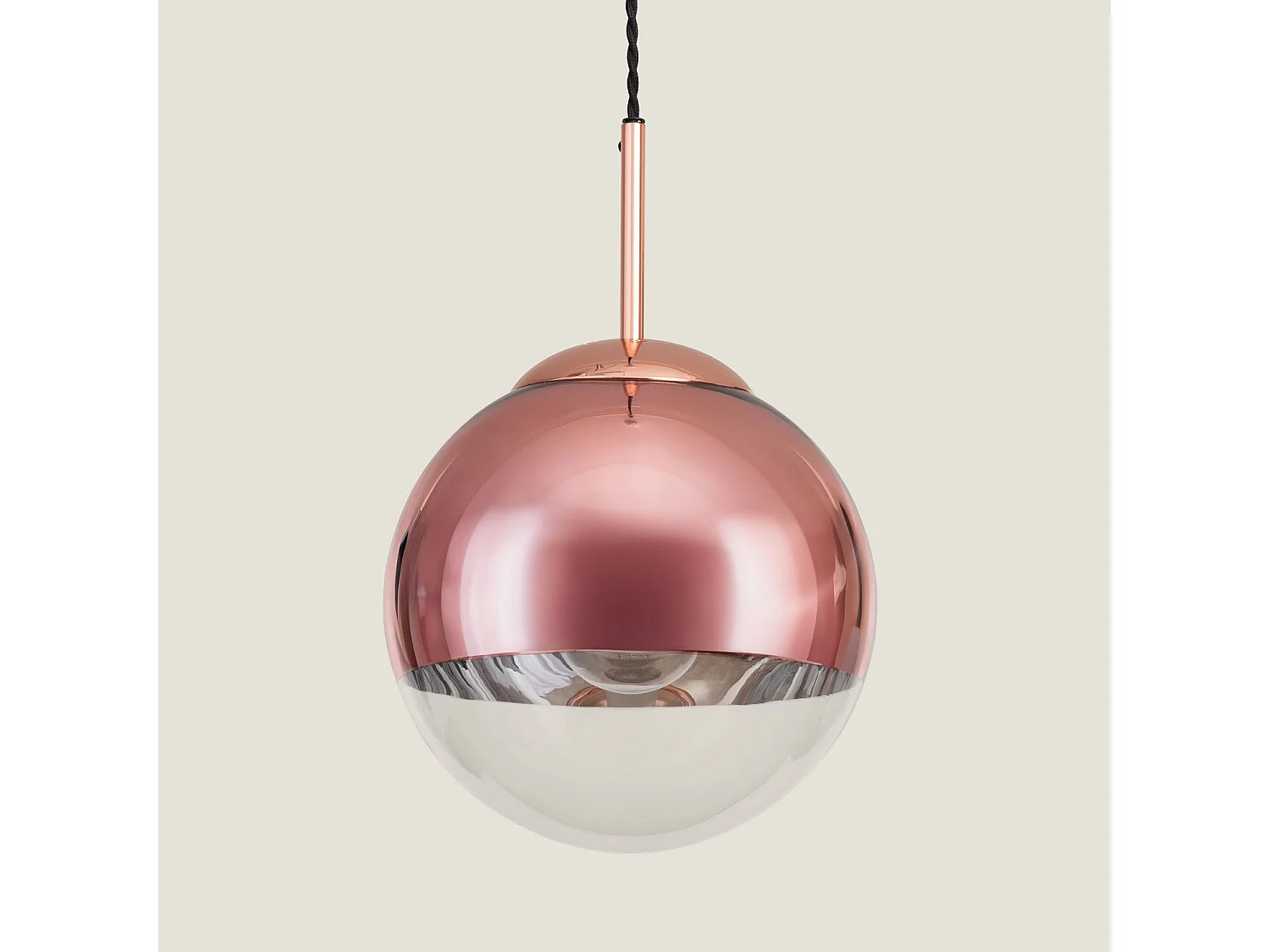 Lampada a Sospensione in Metallo e Vetro Yelitza Oro Rosa