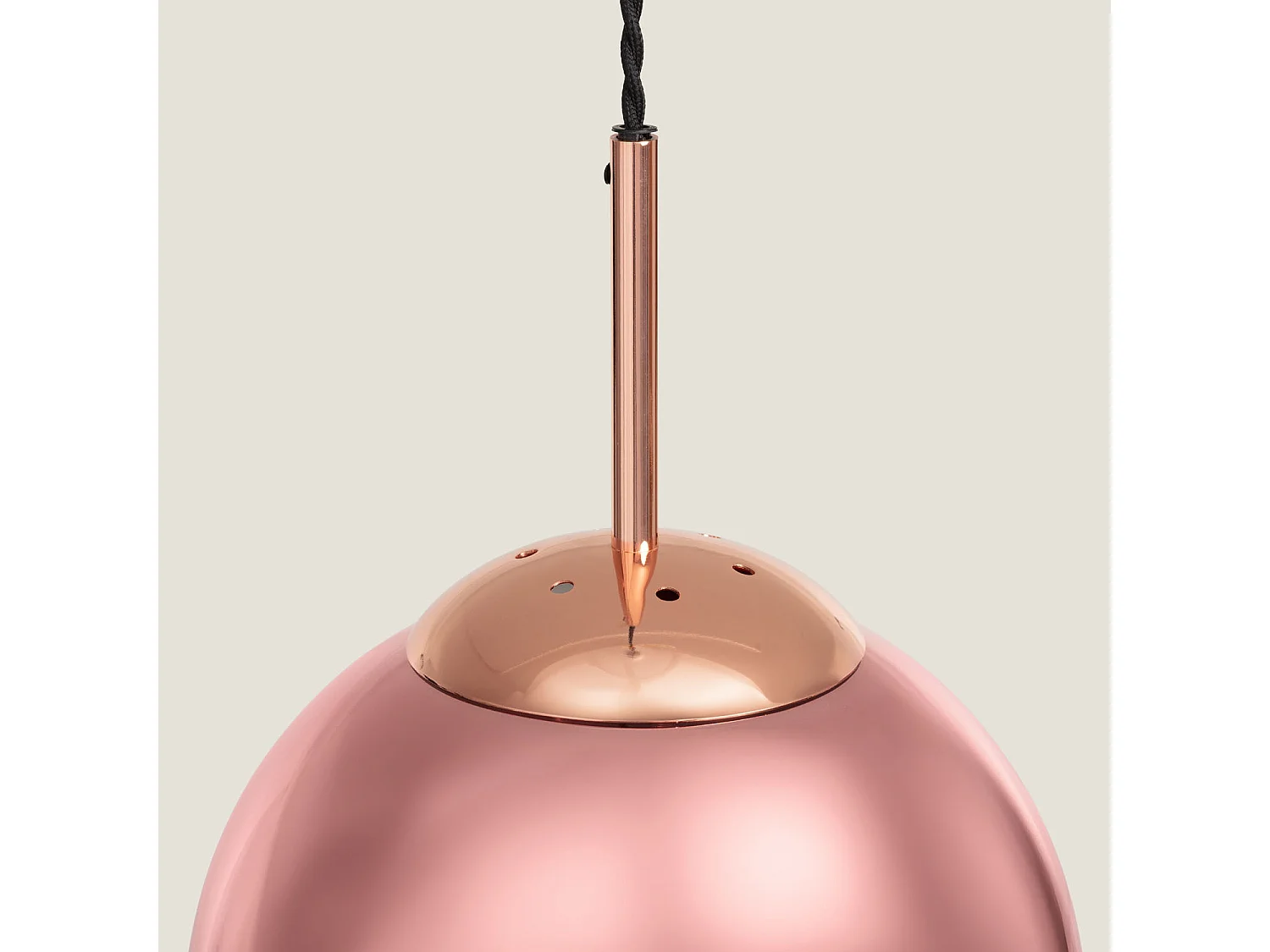 Lampada a Sospensione in Metallo e Vetro Yelitza Oro Rosa