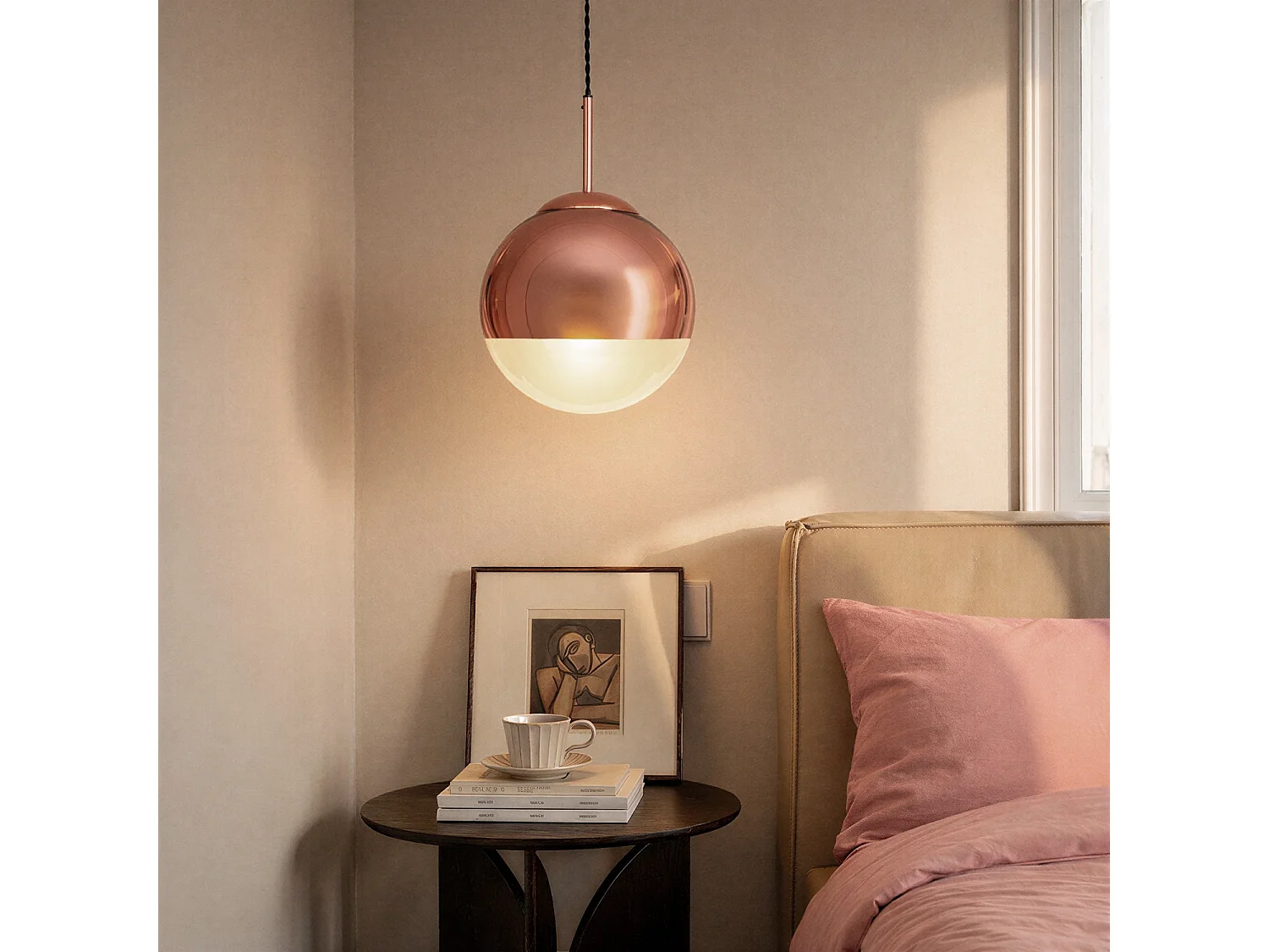 Suspension Métal et Verre Yelitza  Or rose