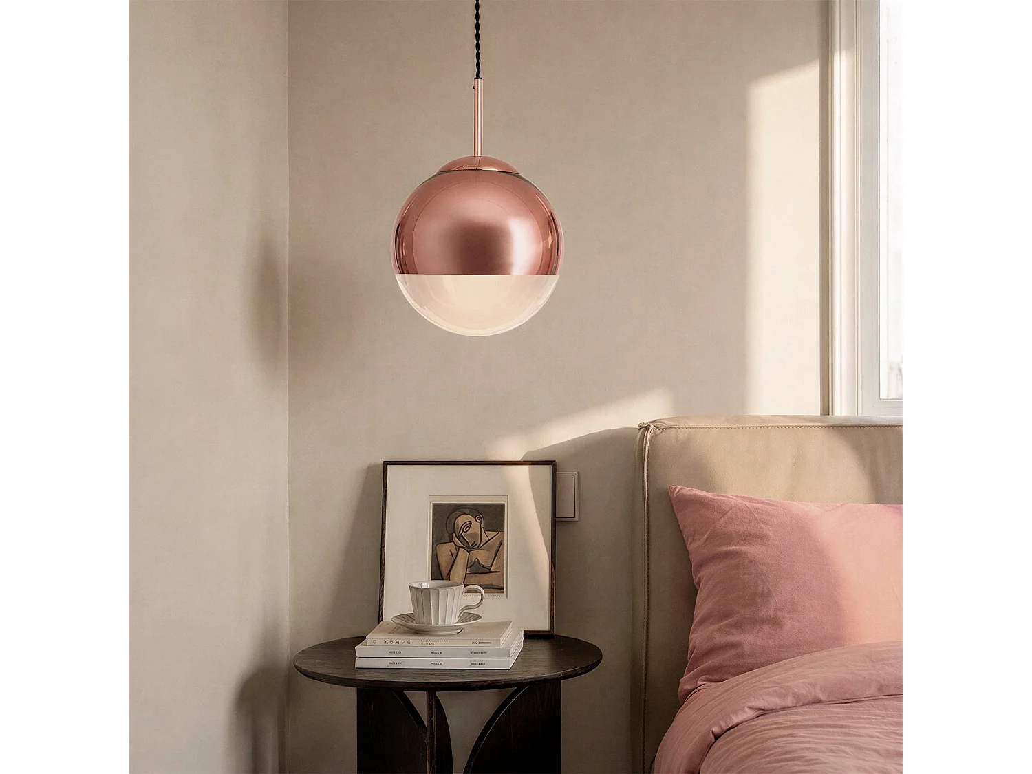 Suspension Métal et Verre Yelitza  Or rose