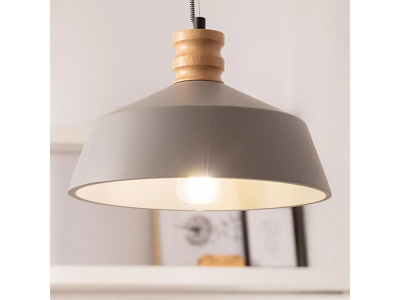 Suspension Ciment et Bois Kukojoa  Gris