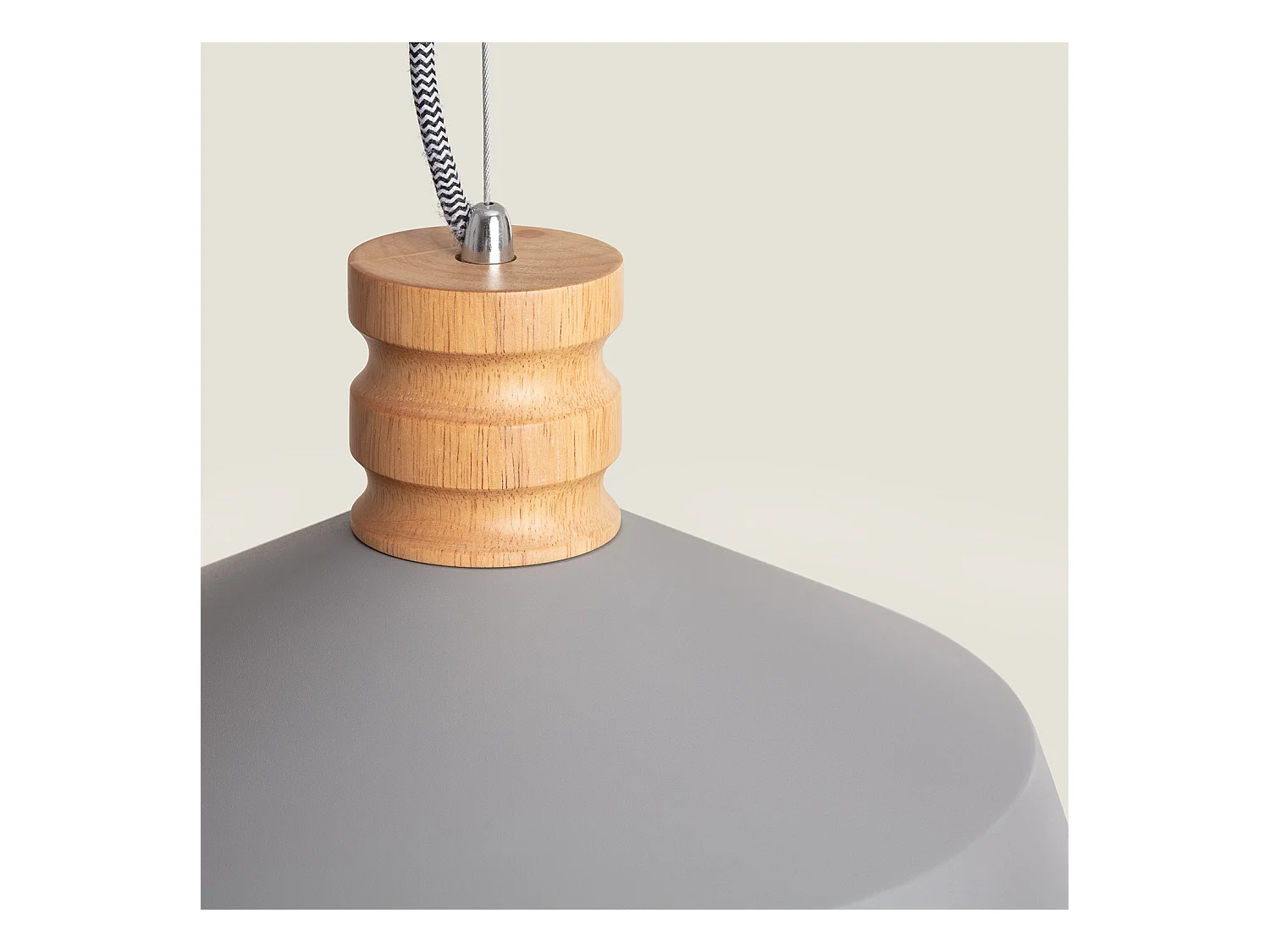 Lampada a Sospensione Cemento e Legno Kukojoa Grigio