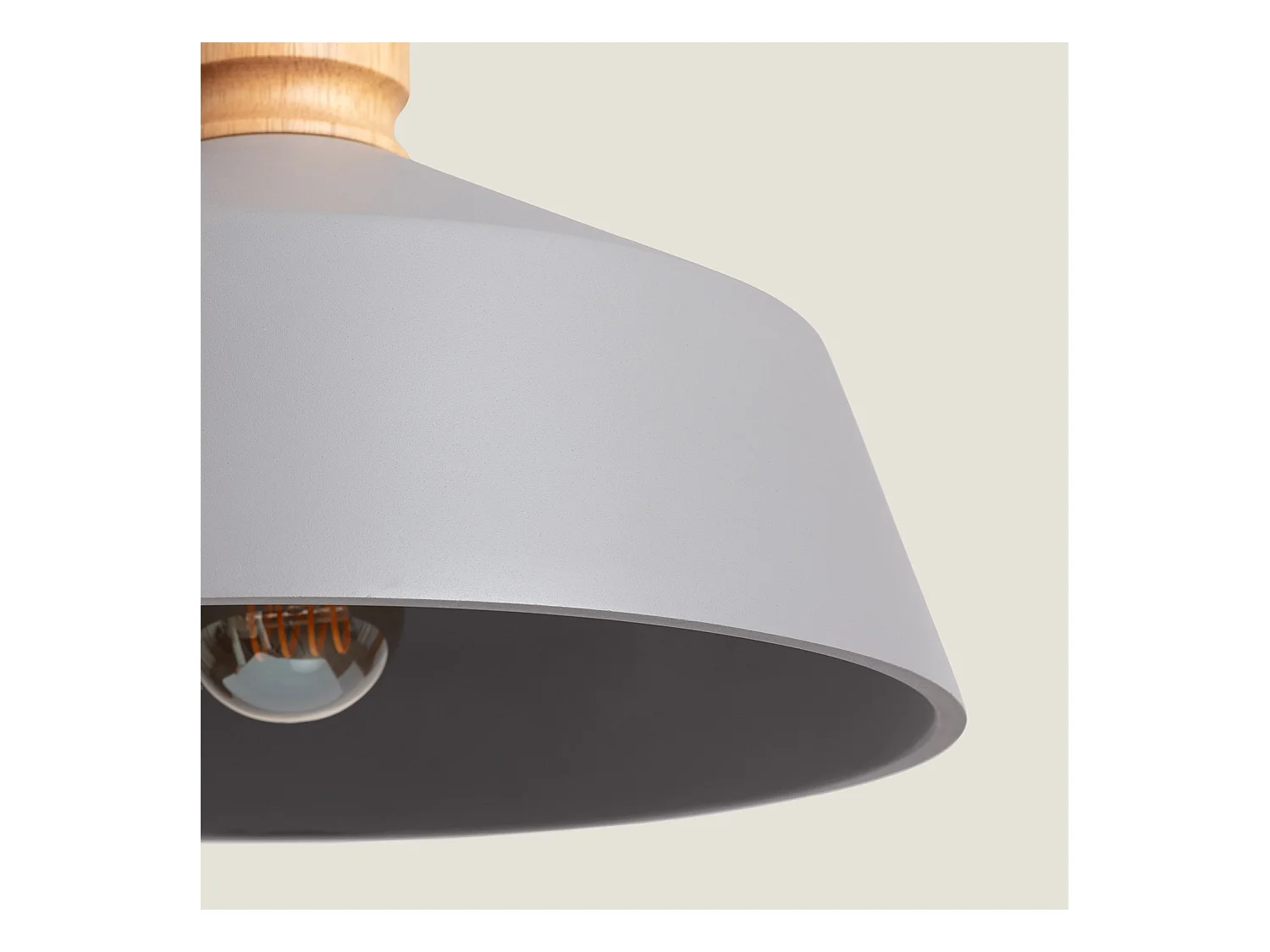 Lampada a Sospensione Cemento e Legno Kukojoa Grigio