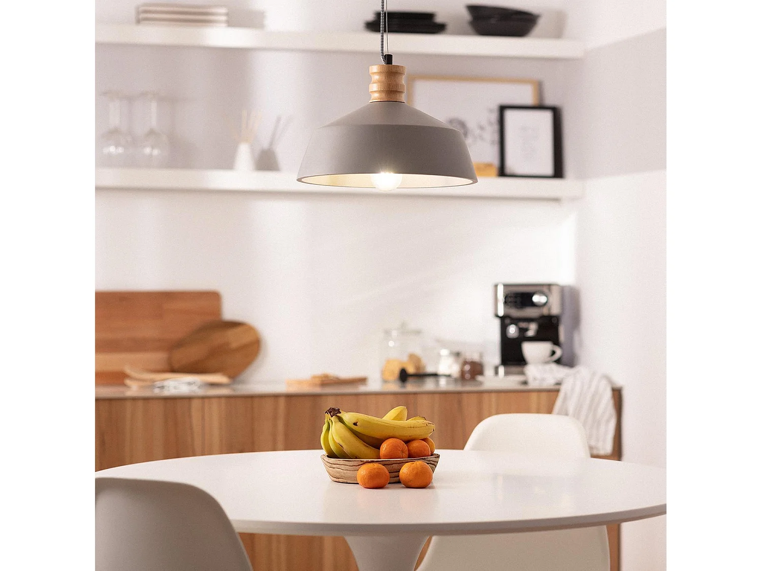 Suspension Ciment et Bois Kukojoa  Gris