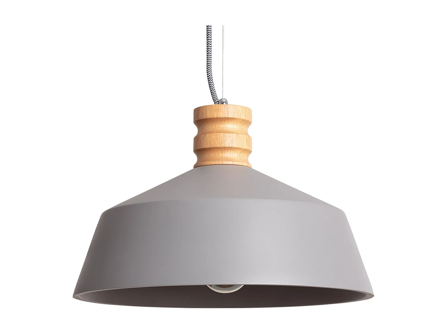 Lampada a Sospensione Cemento e Legno Kukojoa Grigio