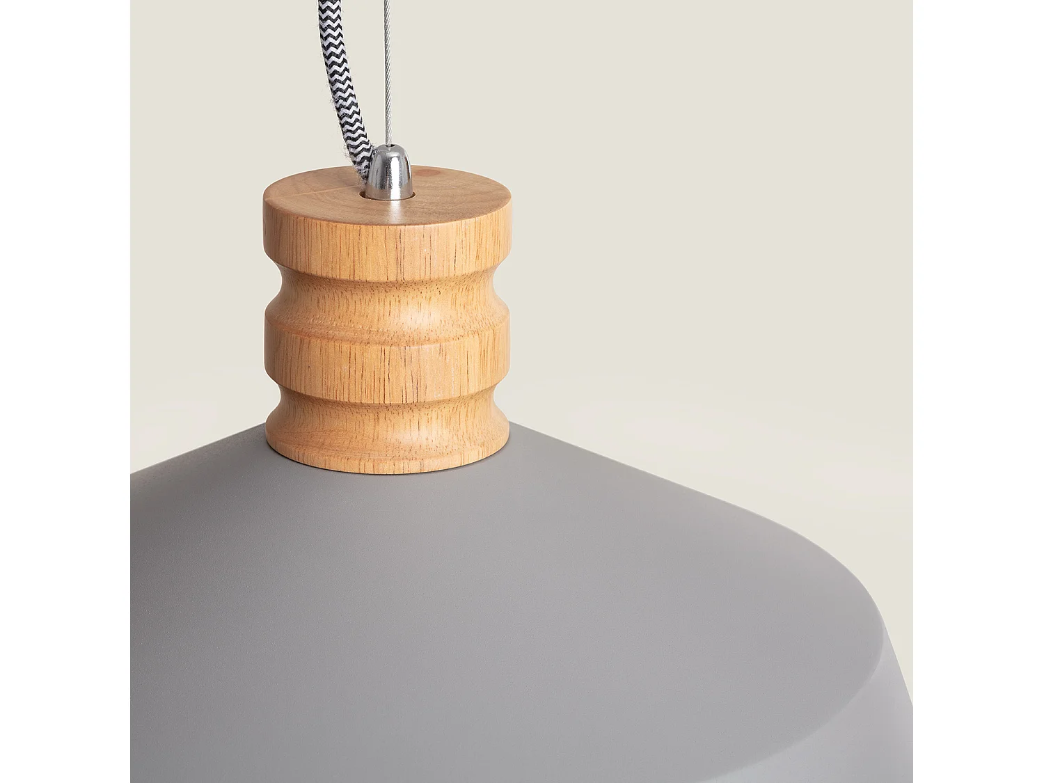 Lampada a Sospensione Cemento e Legno Kukojoa Grigio