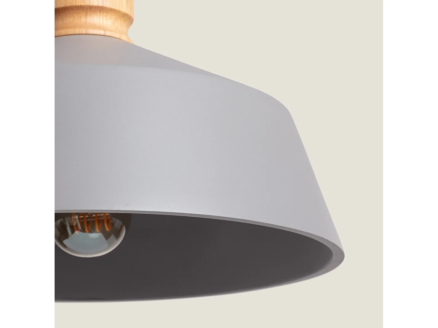 Lampada a Sospensione Cemento e Legno Kukojoa Grigio