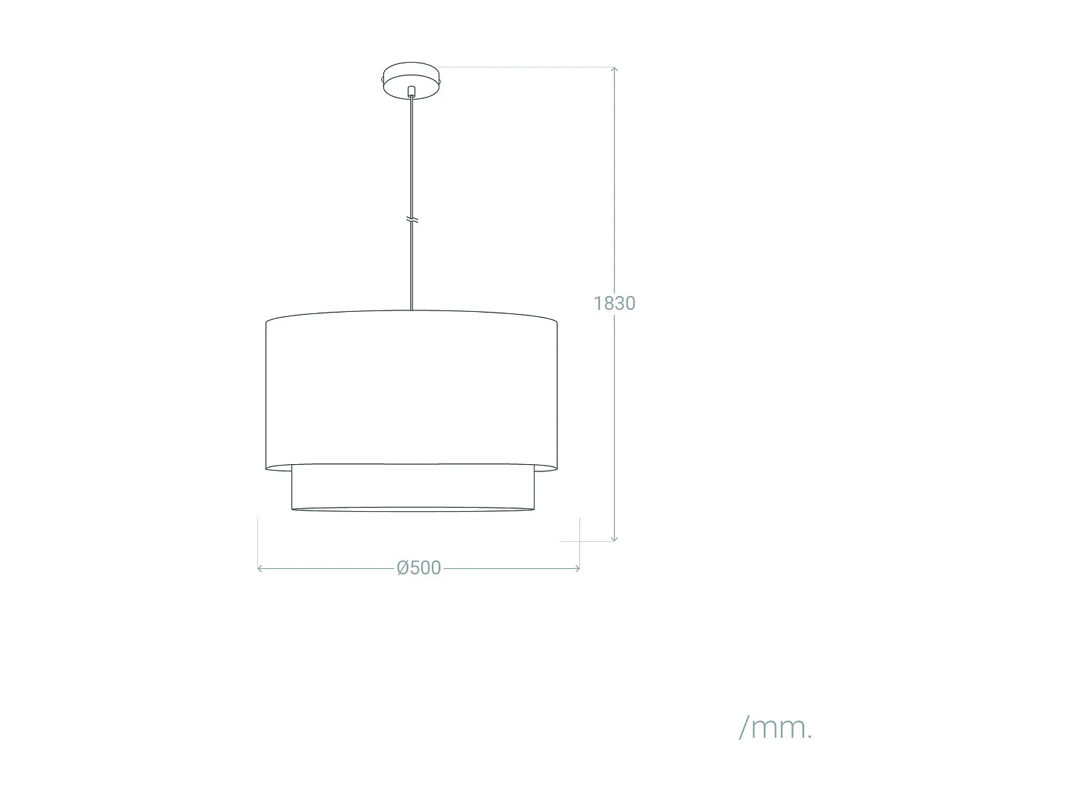 Lampada a Sospensione Tessuto Bello Duo Riflesso Grigio