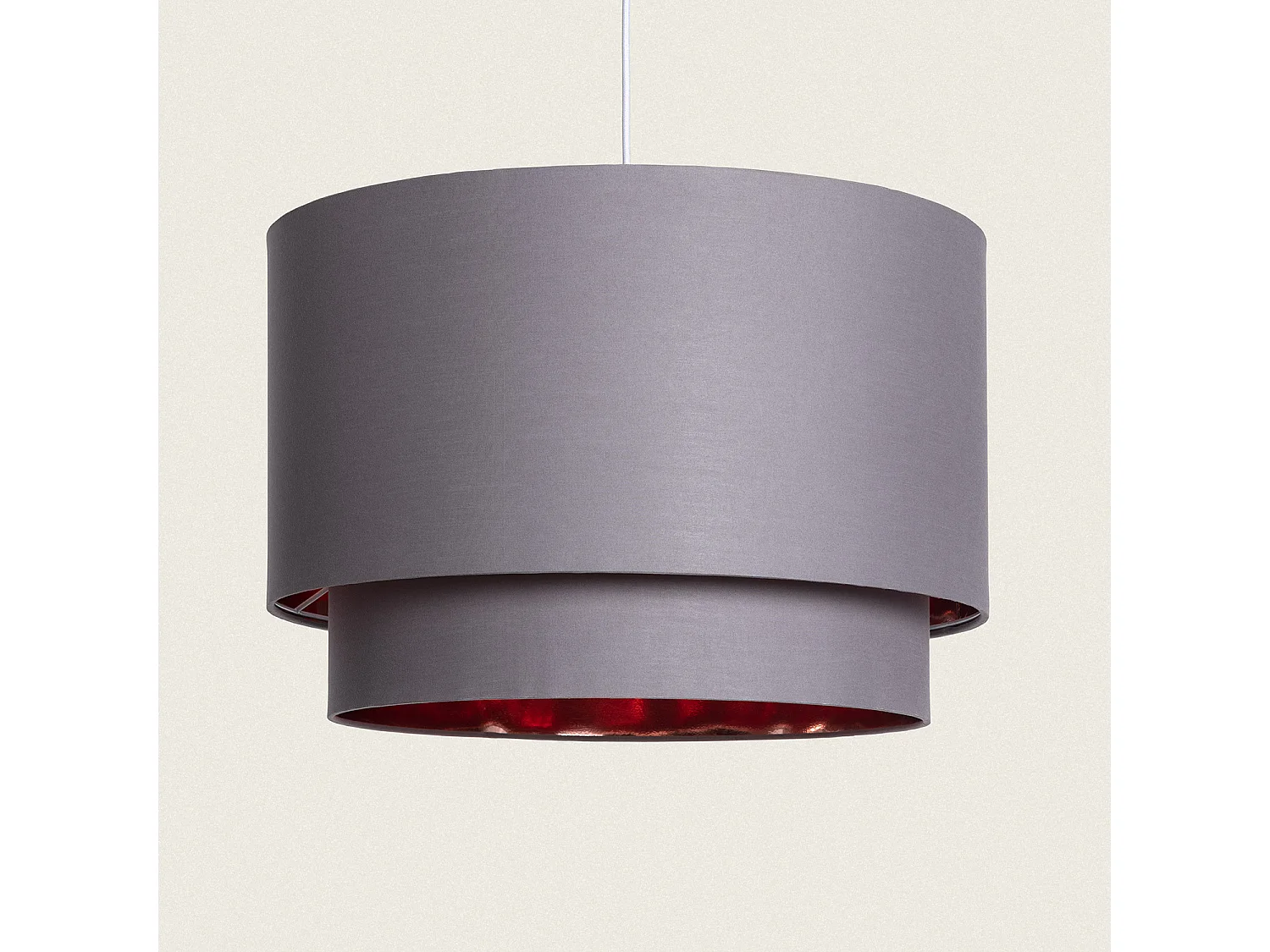Lampada a Sospensione Tessuto Bello Duo Riflesso Grigio