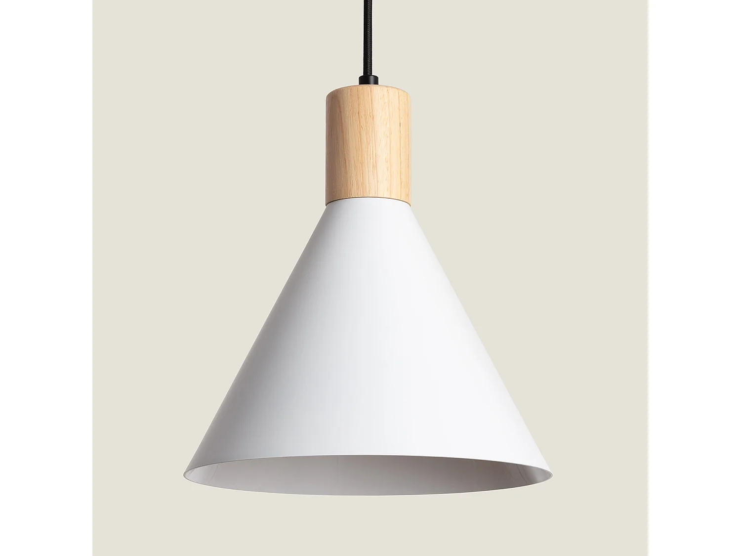 Lámpara Colgante Metal y Madera Arbat Blanco