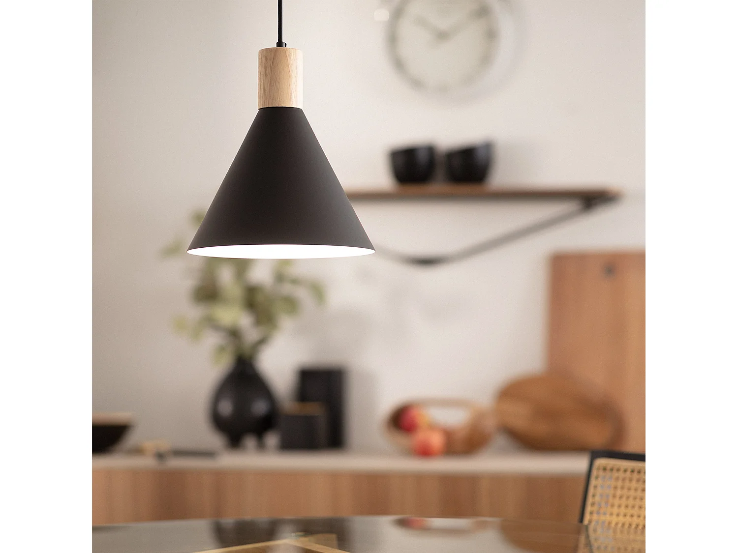 Suspension Aluminium et Bois Arbat Blanc