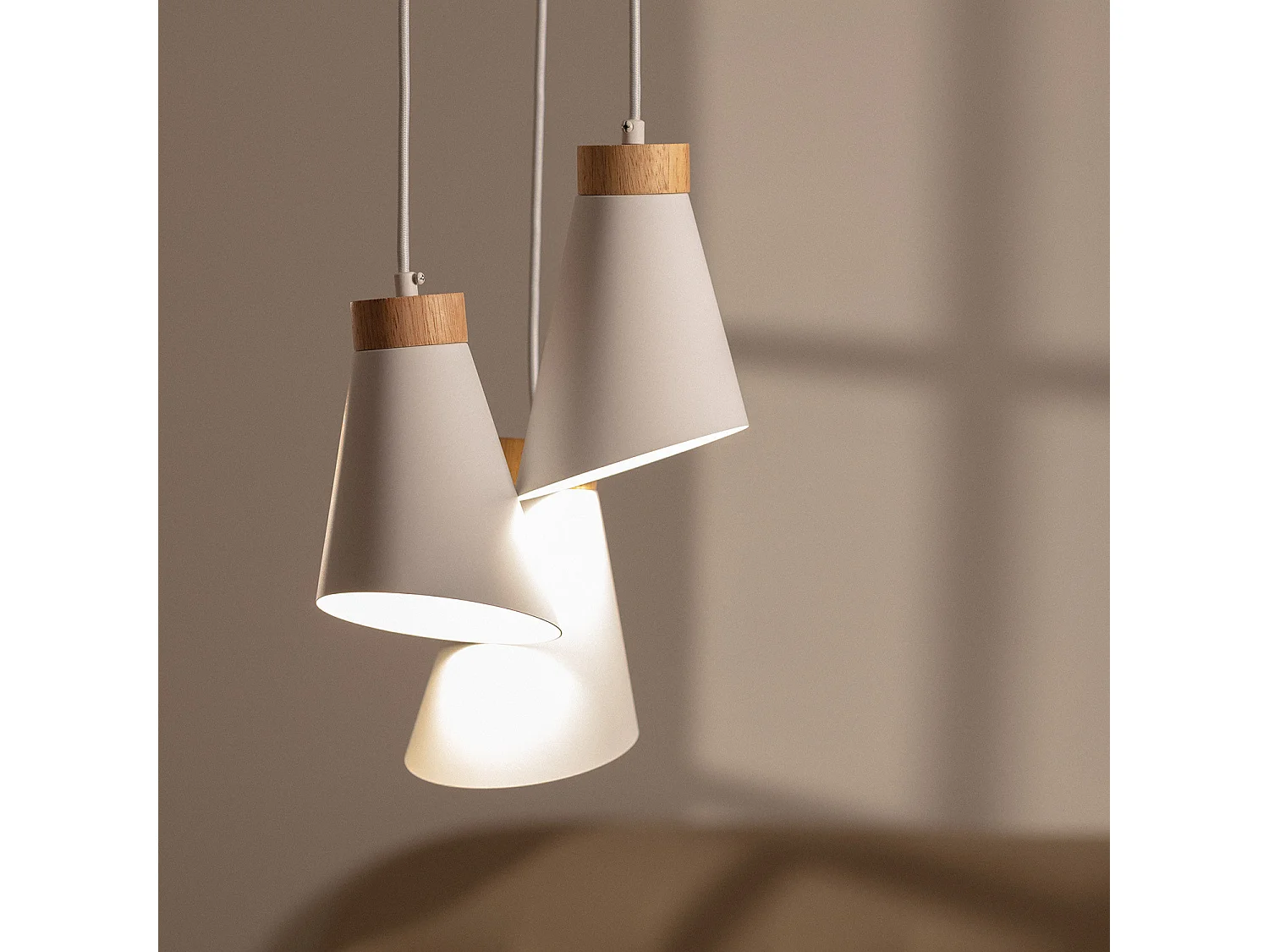 Suspension Métal et Bois Itai Blanc