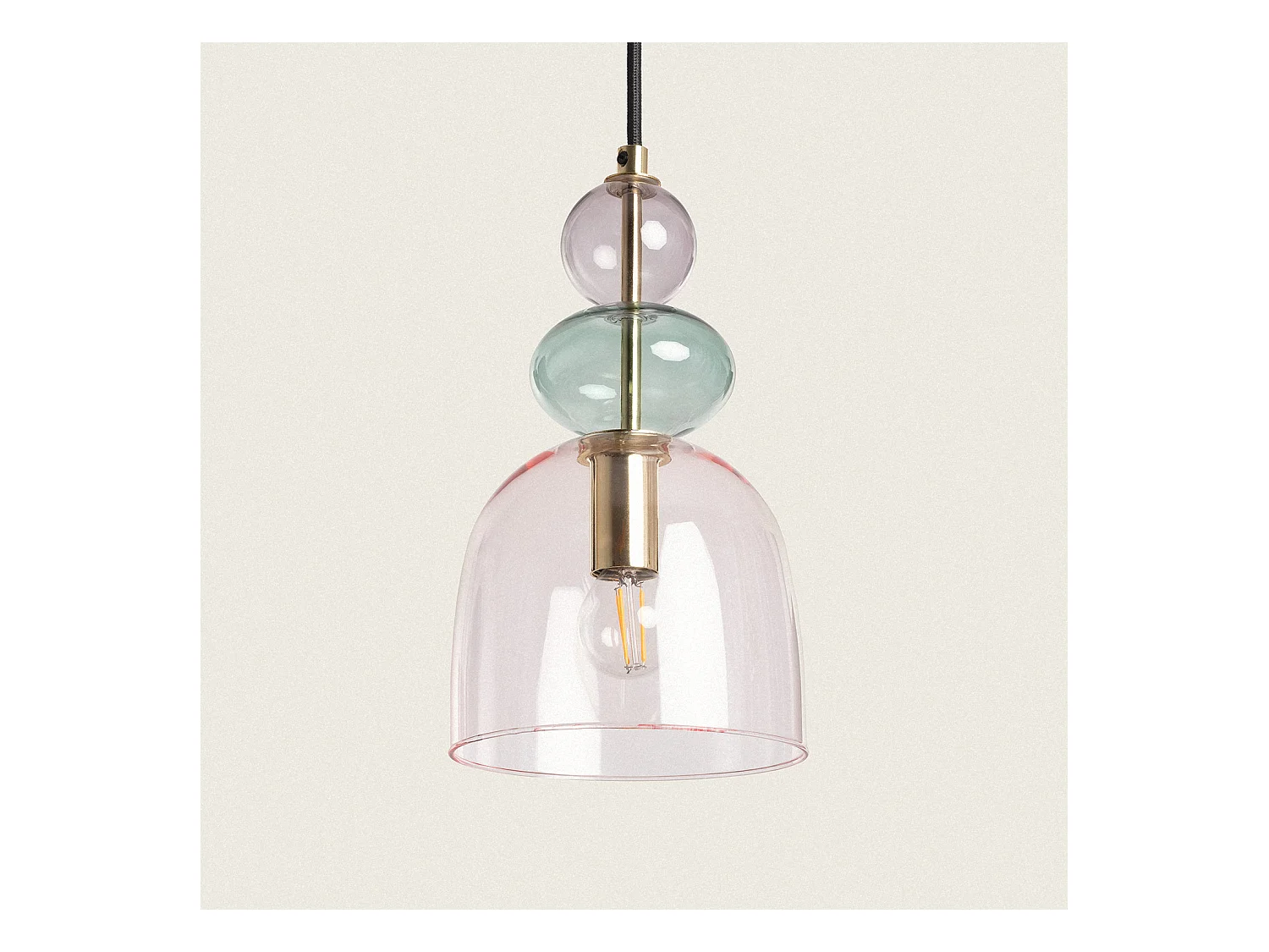 Lámpara Colgante Metal y Cristal Baudelaire Rosa