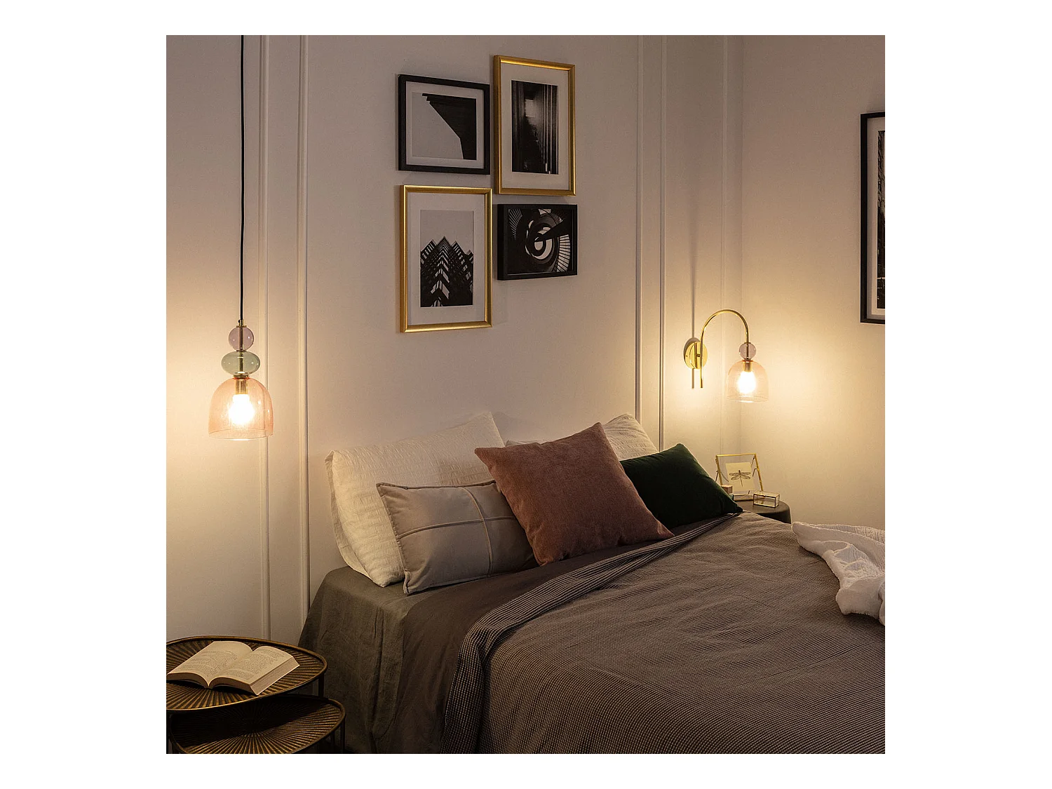 Lámpara Colgante Metal y Cristal Baudelaire Rosa