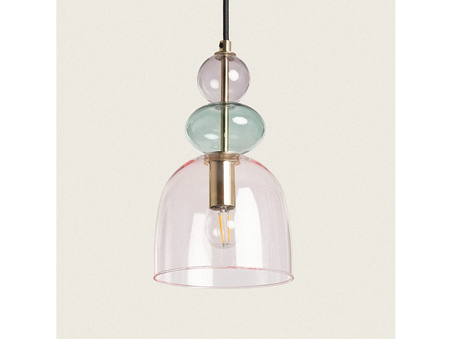 Suspension Métal et Verre Baudelaire  Rose