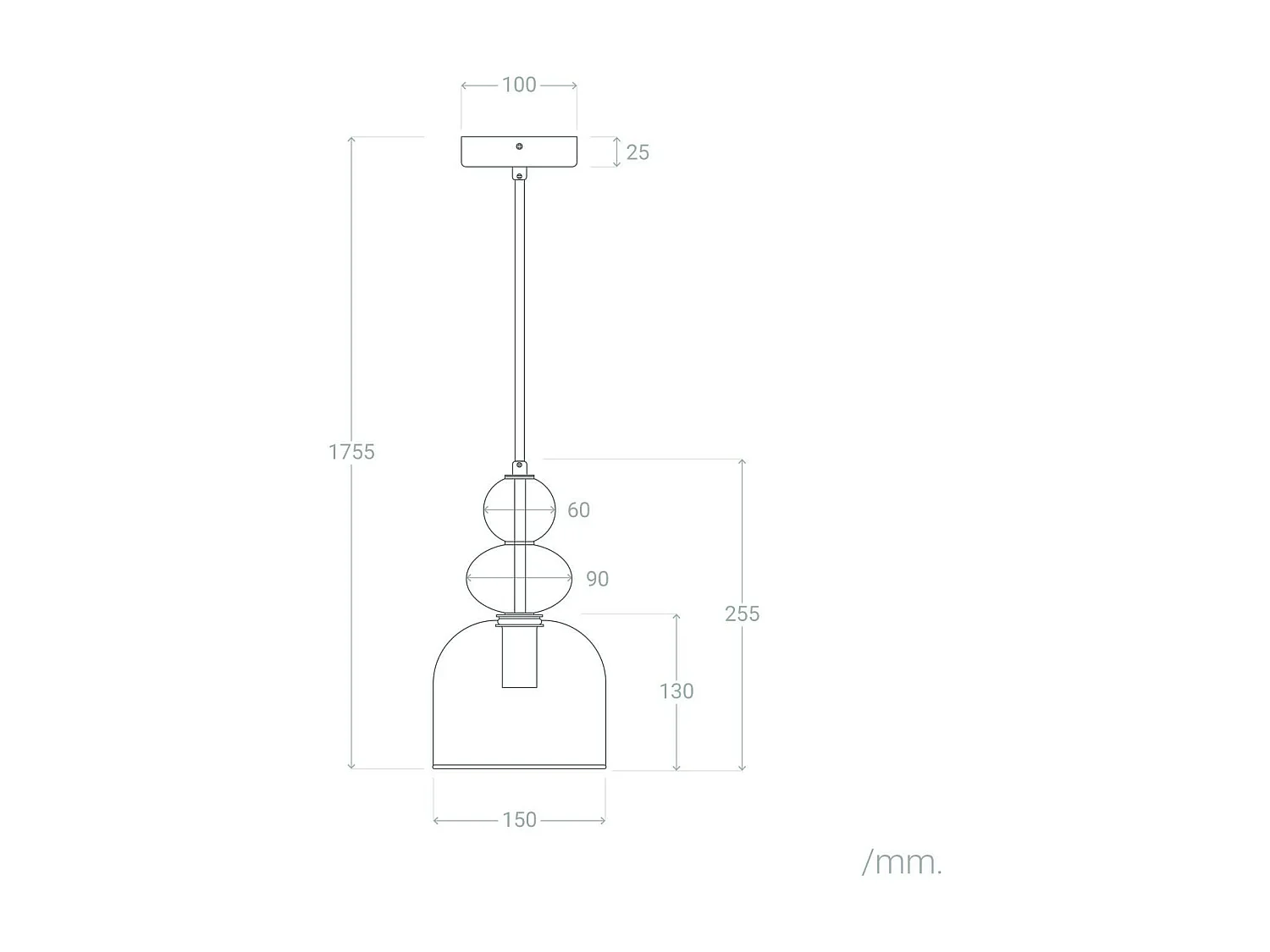Suspension Métal et Verre Baudelaire  Rose