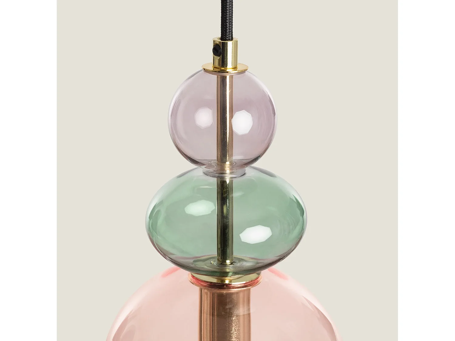 Lampada a Sospensione Baudelaire Metallo e Vetro Rosa