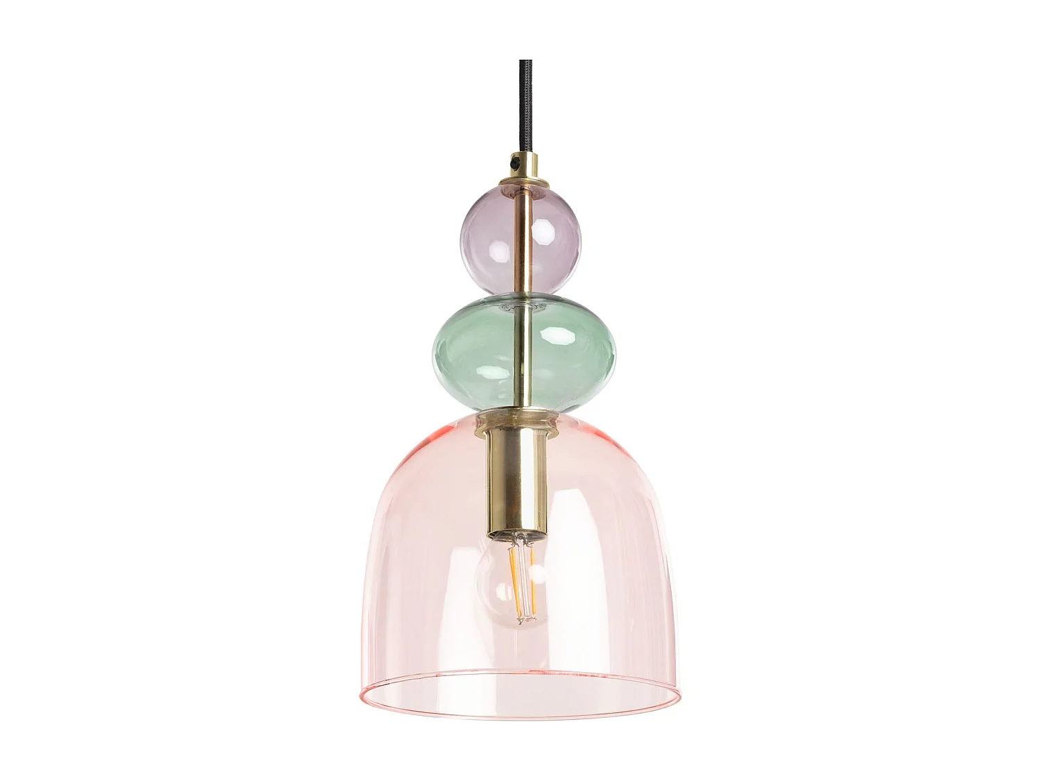 Lámpara Colgante Metal y Cristal Baudelaire Rosa
