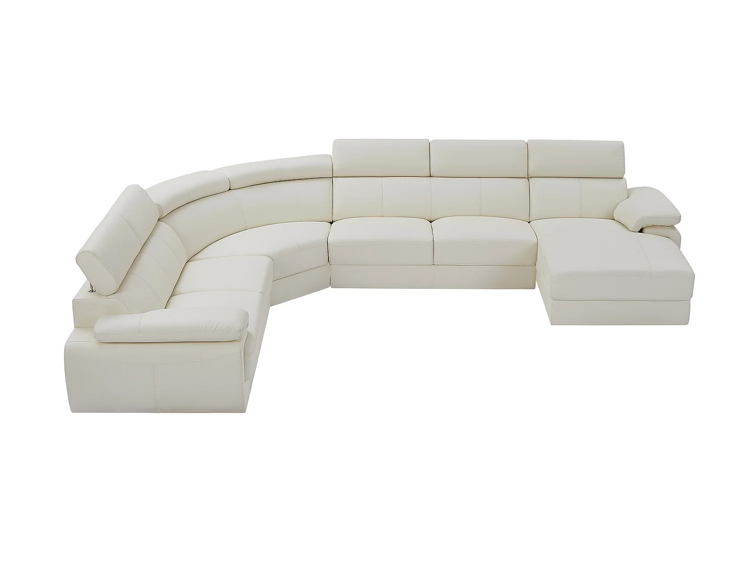 XXL zevenzitsbank van leer ELEVANTO - wit - hoek rechts