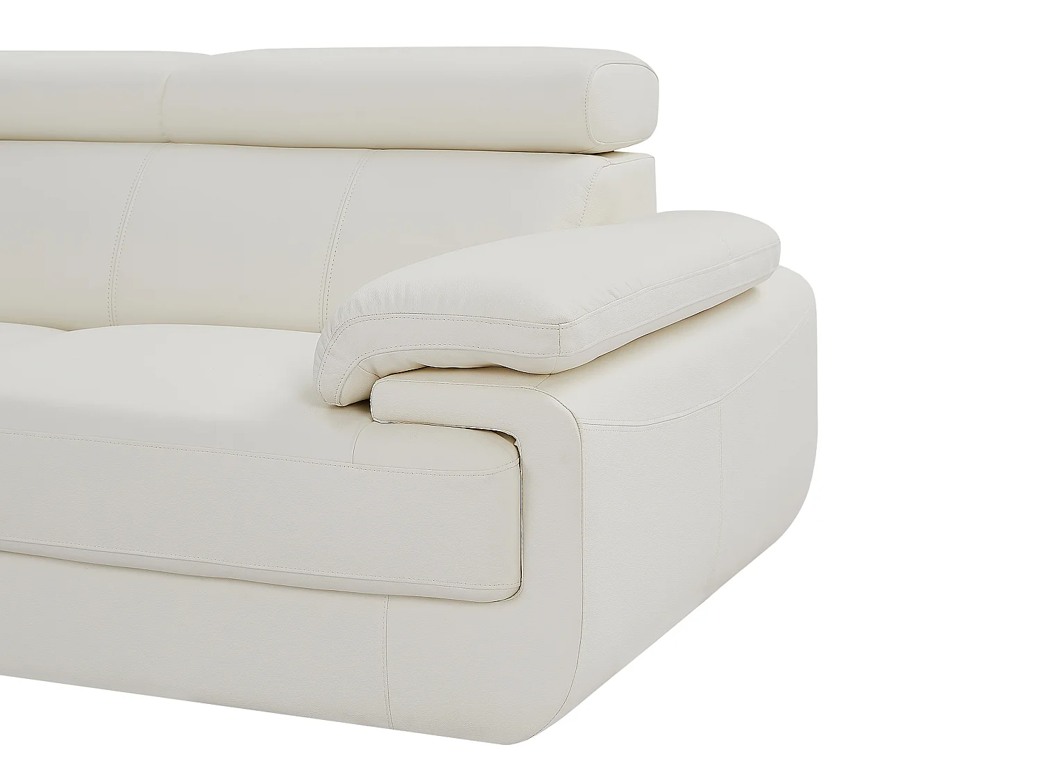 Panorama-hörnsoffa högerställd i vitt läder stor ELEVANTO