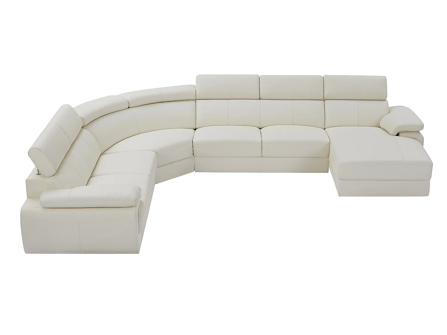 Panorama-hörnsoffa högerställd i vitt läder stor ELEVANTO