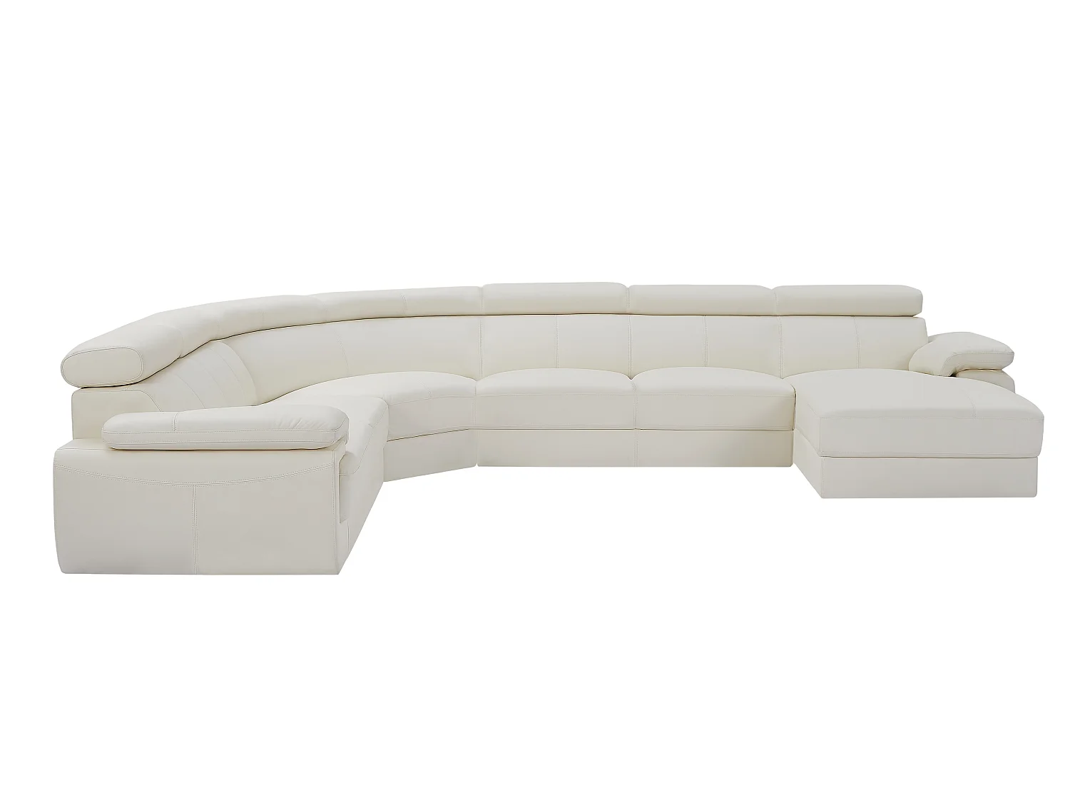 Panorama-hörnsoffa högerställd i vitt läder stor ELEVANTO