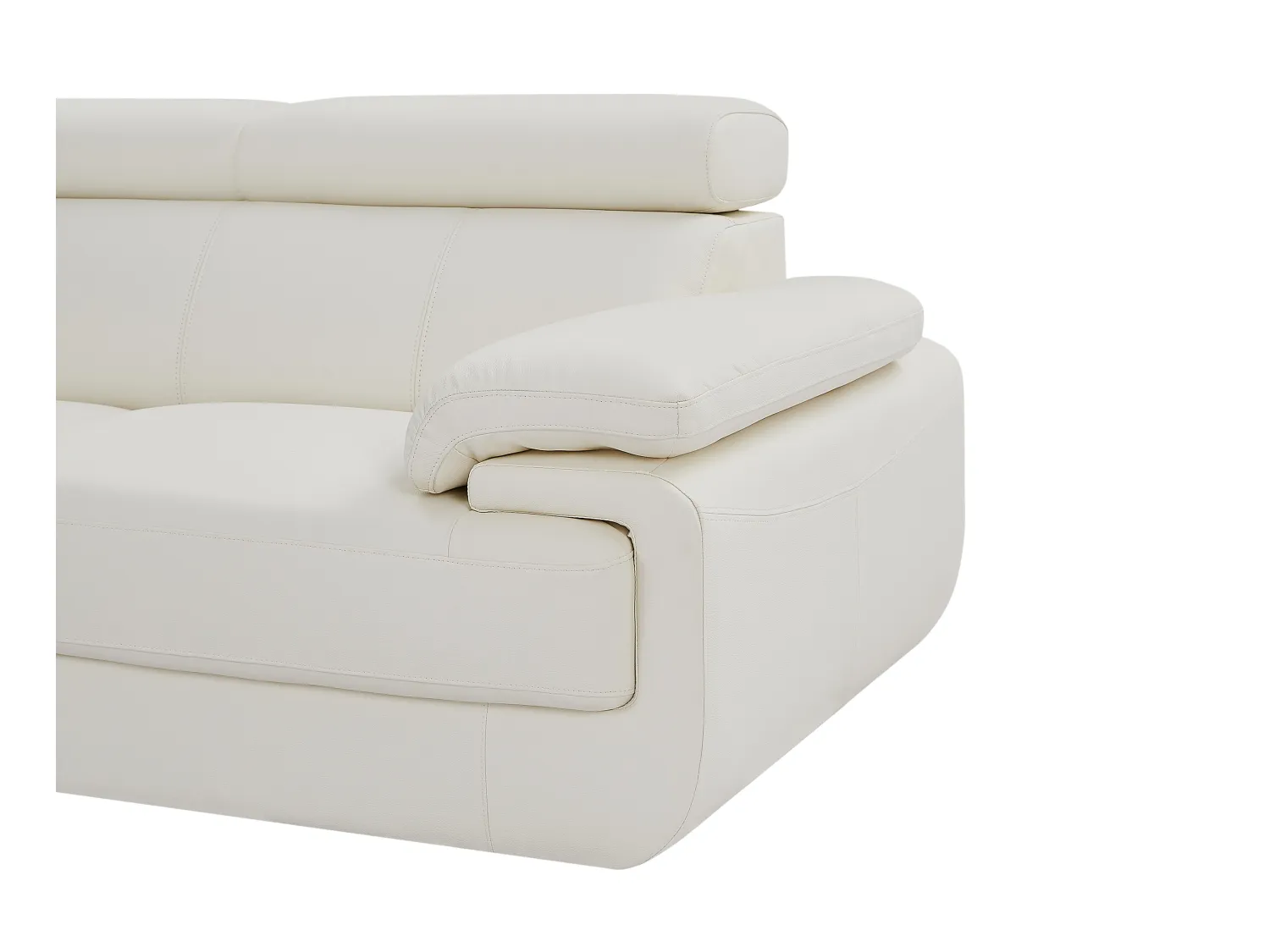 Grand canapé d'angle gauche panoramique en cuir blanc ELEVANTO