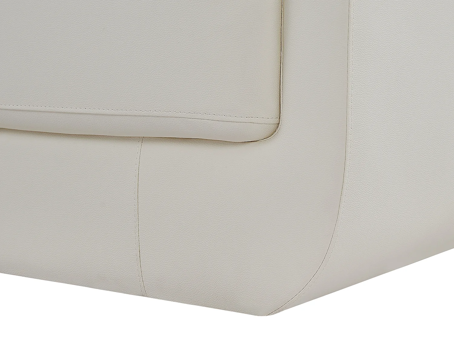 Grand canapé d'angle gauche panoramique en cuir blanc ELEVANTO